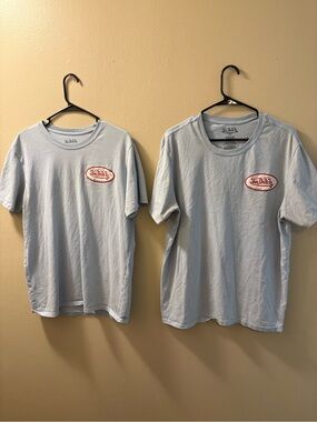Von Dutch Light Blue Crewneck with Red Logo Patch - Men’s 2 Pack Large & Medium